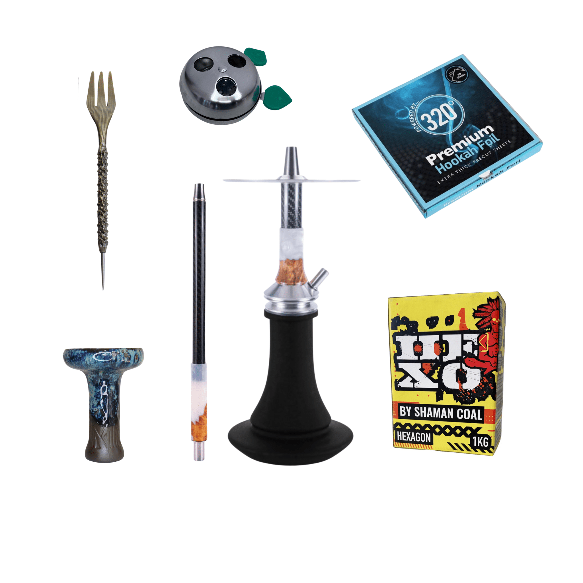 Premium Shisha Beginner's Bundle - Red - Blue - Enchanted - Crown Hookah