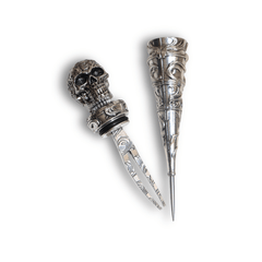 Skull Poker & Fork Kit - Silver - - Crown Hookah