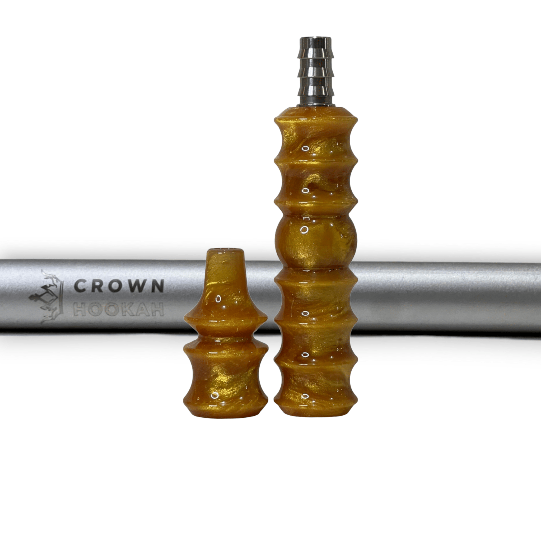 CH Premium Mouthpiece Complete Set - Golden Sands - Matte Silver - Crown Hookah
