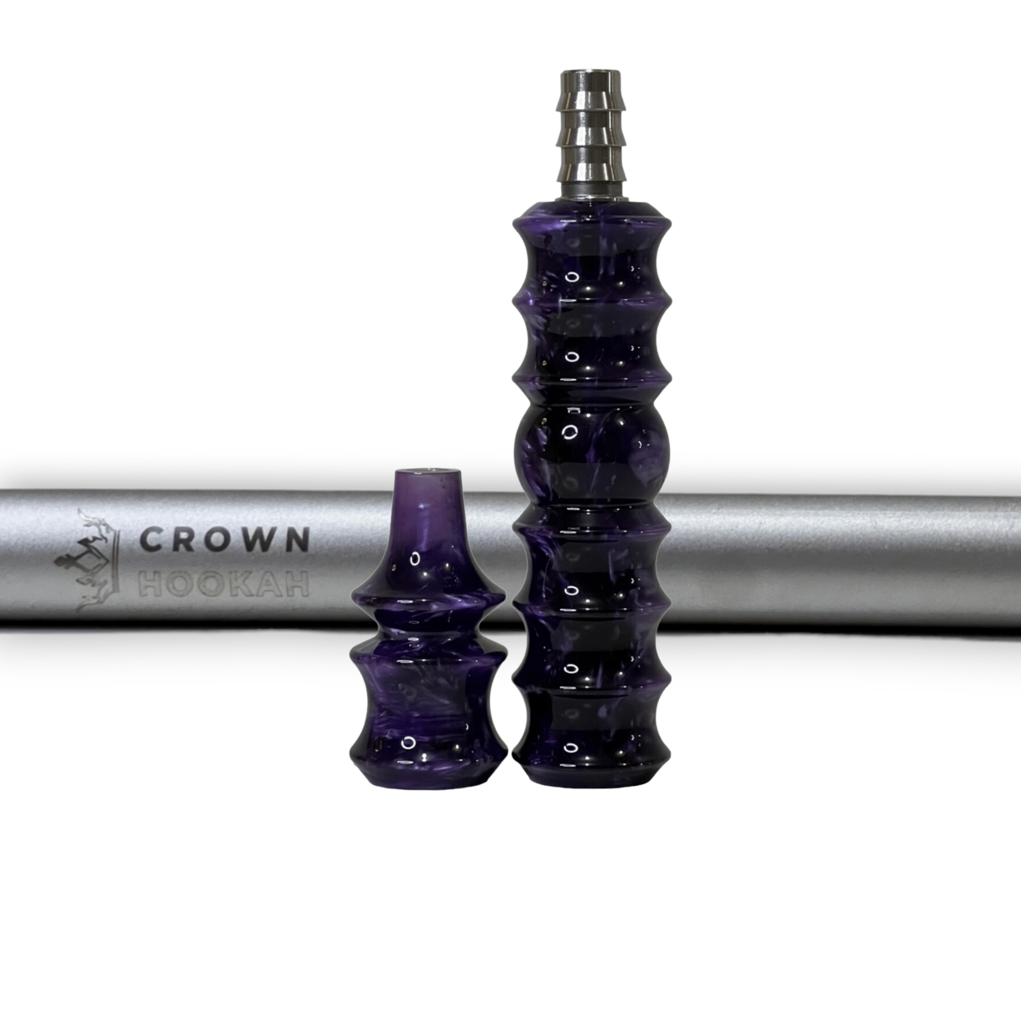 CH Premium Mouthpiece Complete Set - Imperial Violet - Matte Silver - Crown Hookah