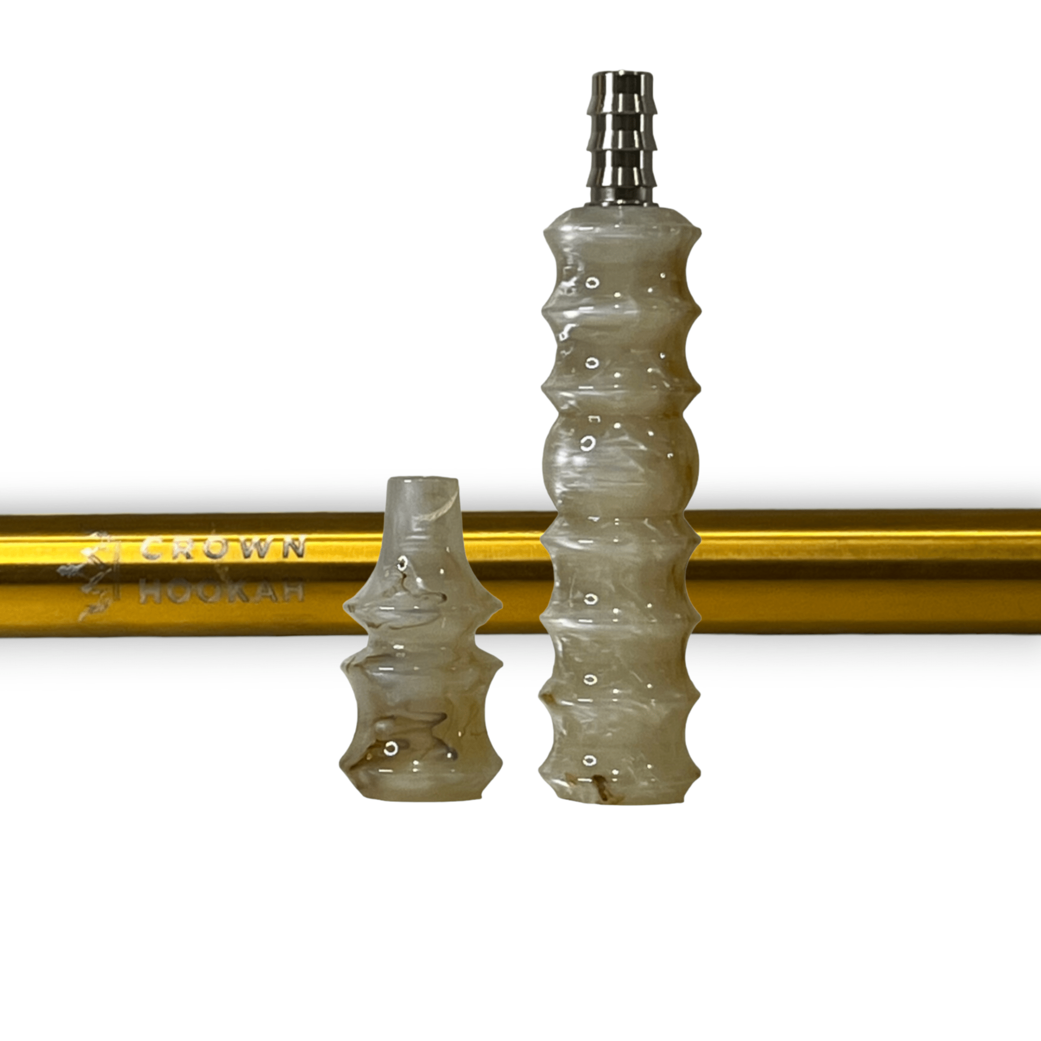 CH Premium Mouthpiece Complete Set - Opulent Marble - Brushed Gold - Crown Hookah