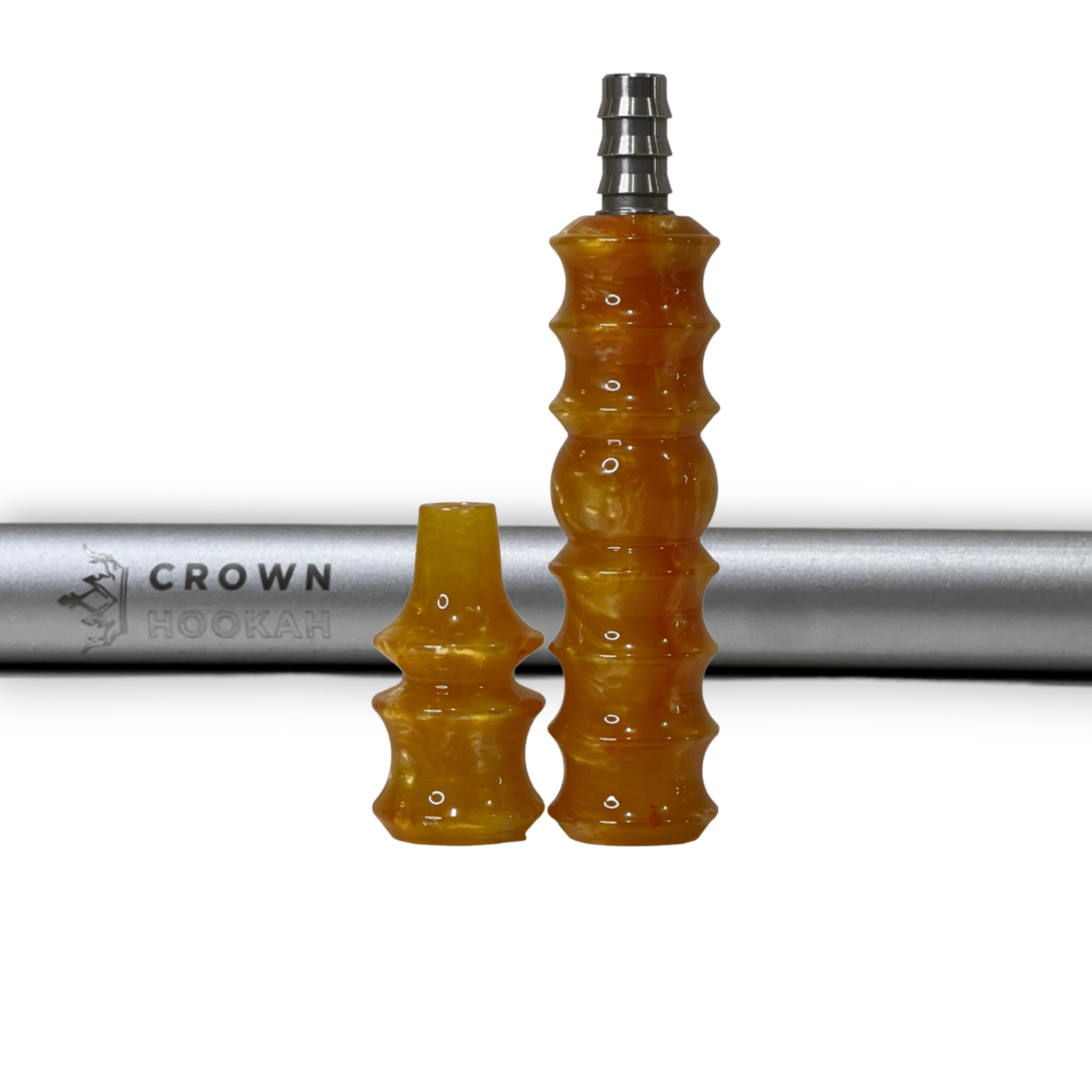 CH Premium Mouthpiece Complete Set - Sunfire Blaze - Matte Silver - Crown Hookah
